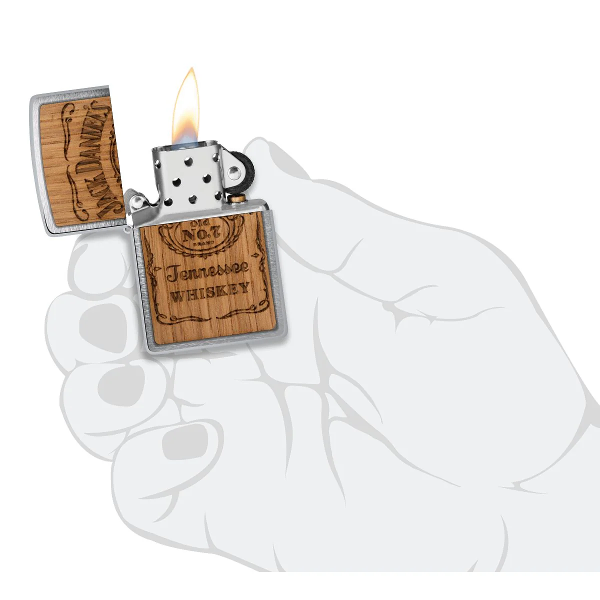 Zippo Lighter: Woodchuck Jack Daniel's - Brushed Chrome 48392 - Image 8