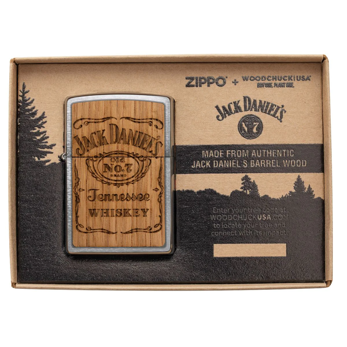 Zippo Lighter: Woodchuck Jack Daniel's - Brushed Chrome 48392 - Image 9