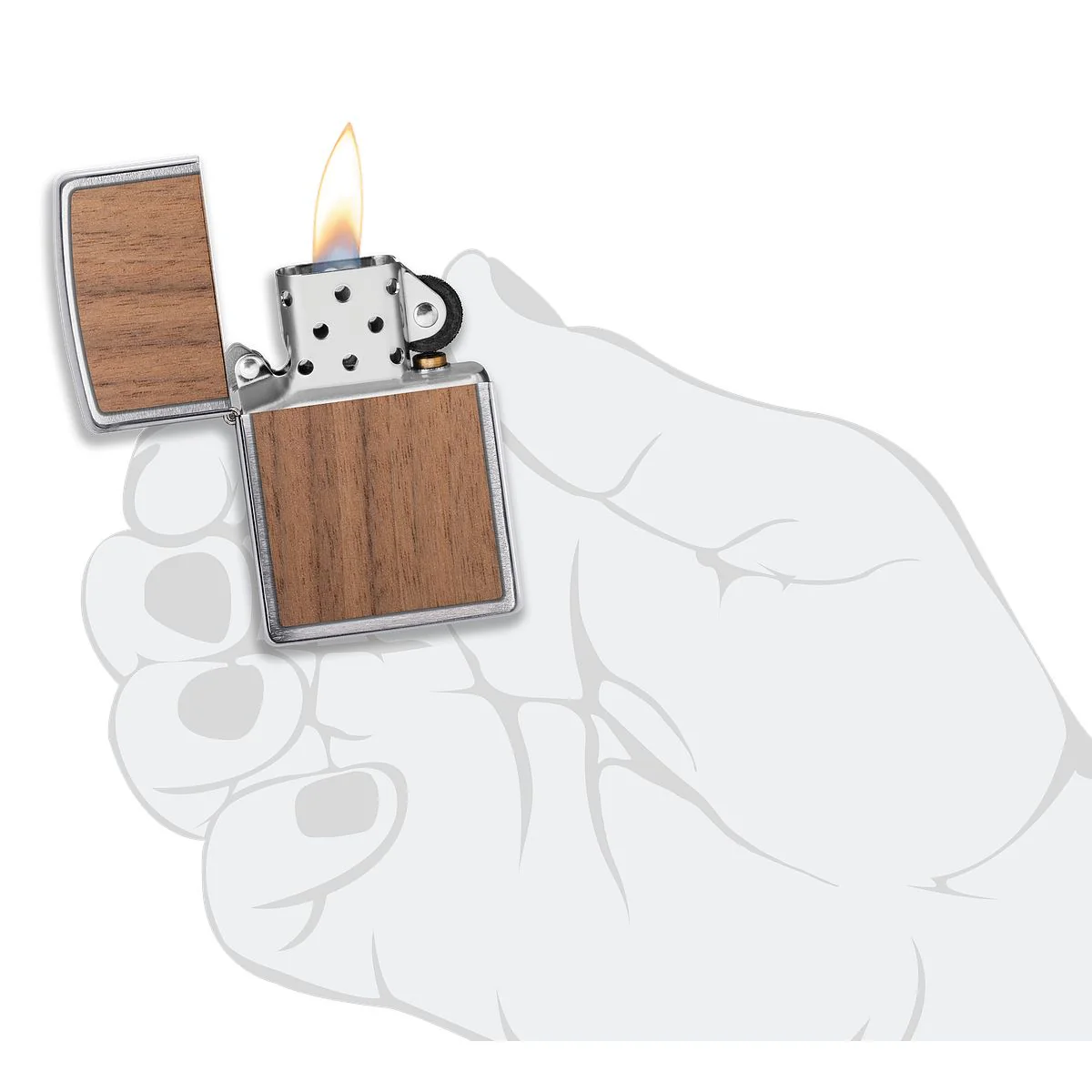 Zippo Lighter: Woodchuck Walnut - Brushed Chrome 49039 - Image 7