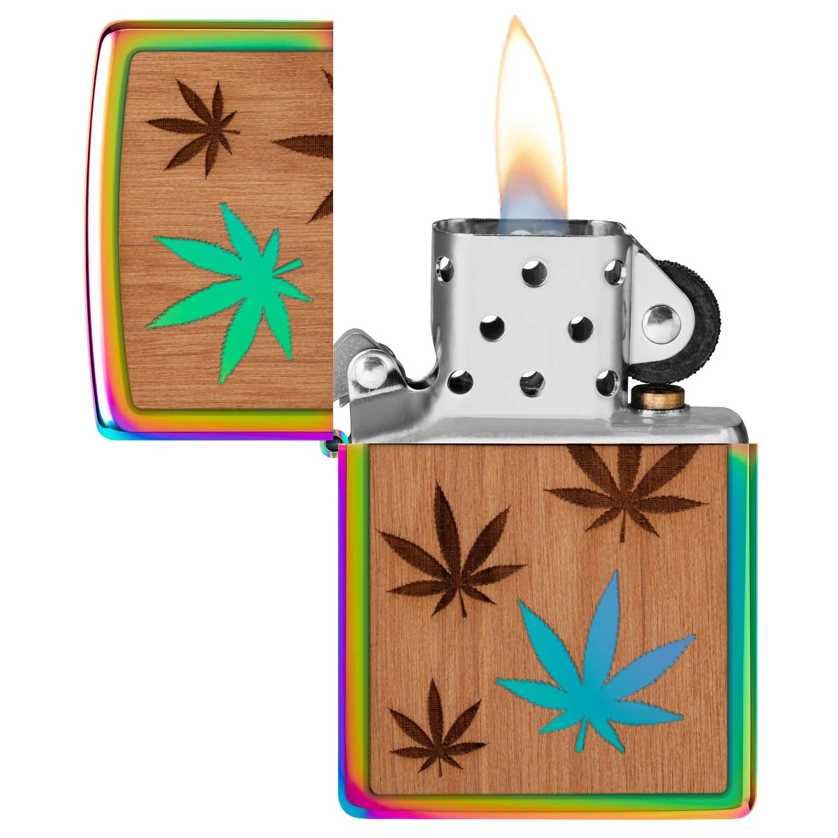 Zippo Lighter: Woodchuck Weed Leaves - Spectrum 29903 - Image 6