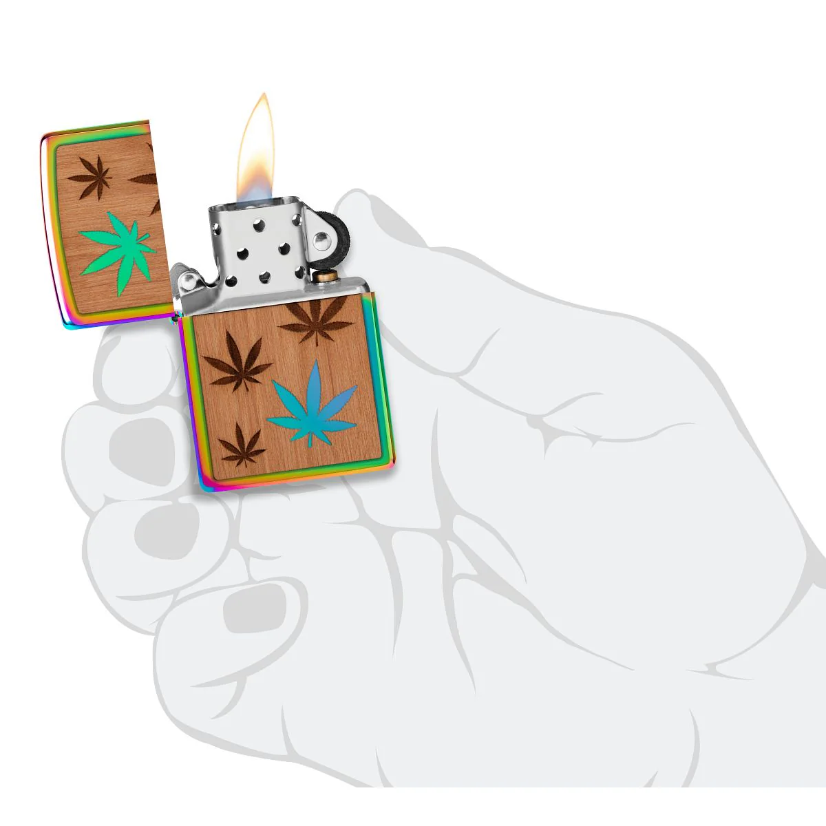 Zippo Lighter: Woodchuck Weed Leaves - Spectrum 29903 - Image 8