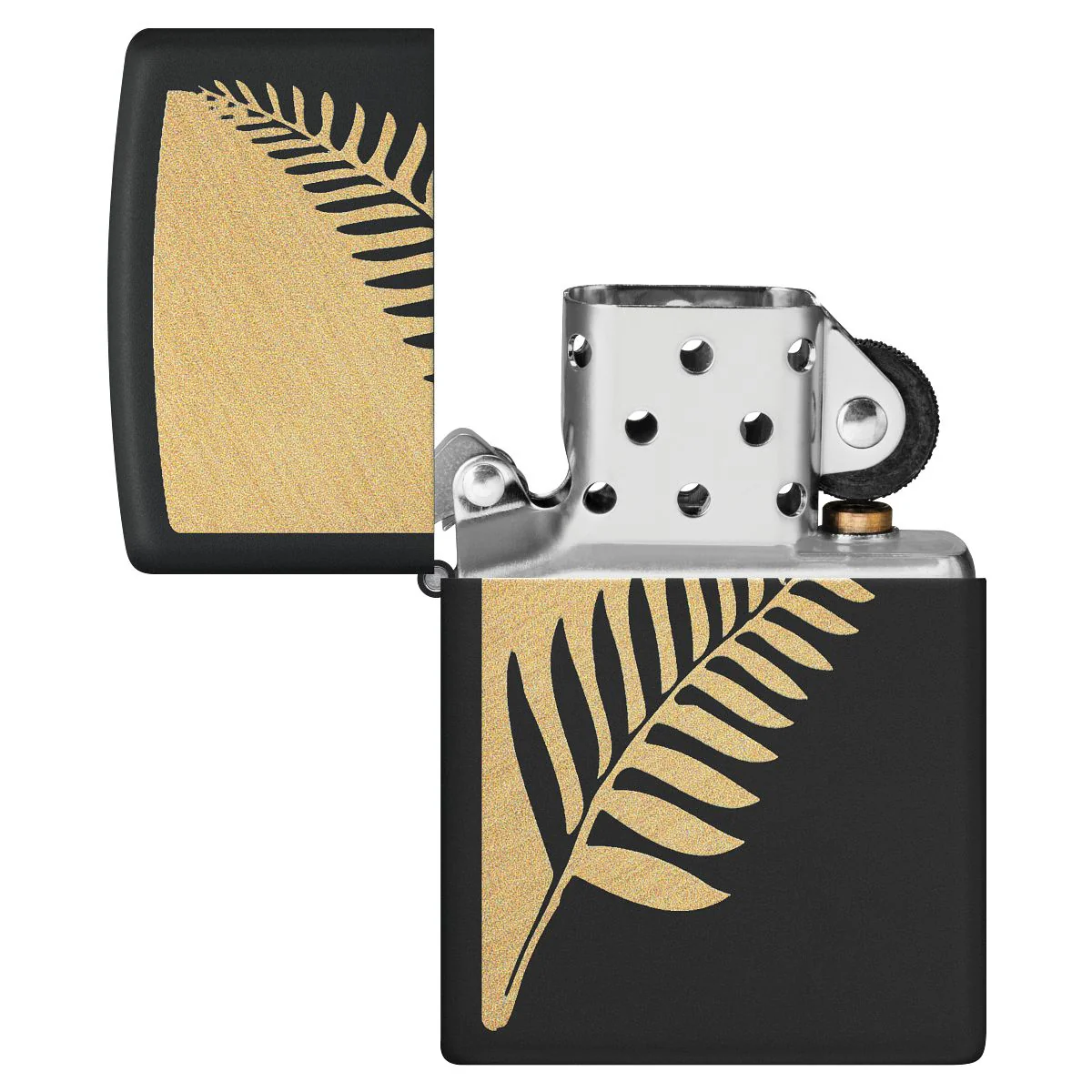 Zippo Lighter: Zen Flora Design - Black Matte 46473 - Image 4