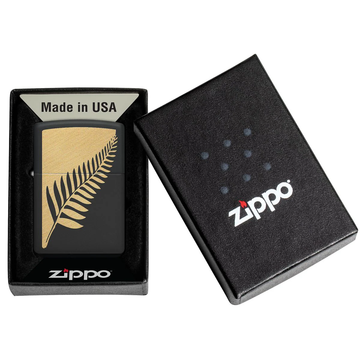 Zippo Lighter: Zen Flora Design - Black Matte 46473 - Image 6