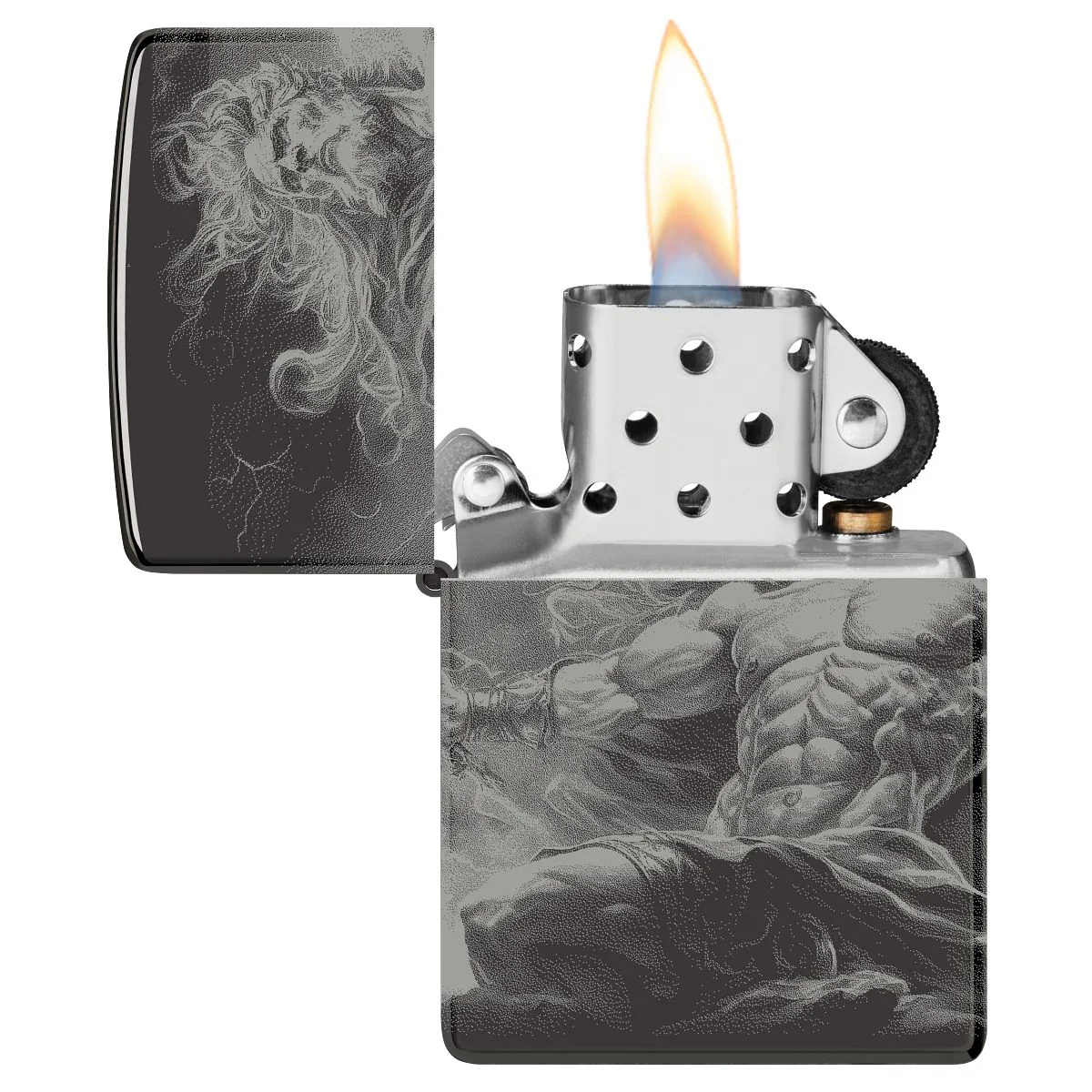 Zippo Lighter: Zeus Design - High Polish Black 46364 - Image 6
