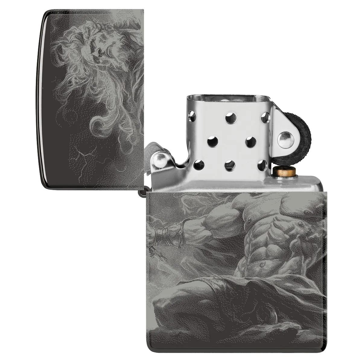 Zippo Lighter: Zeus Design - High Polish Black 46364 - Image 7