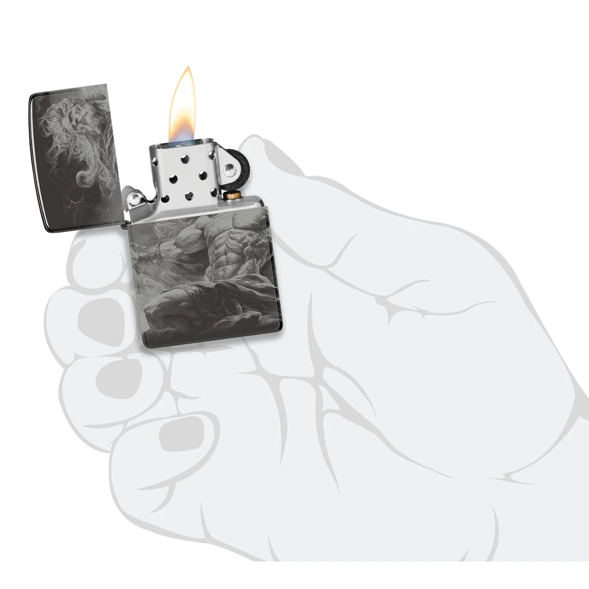 Zippo Lighter: Zeus Design - High Polish Black 46364 - Image 8