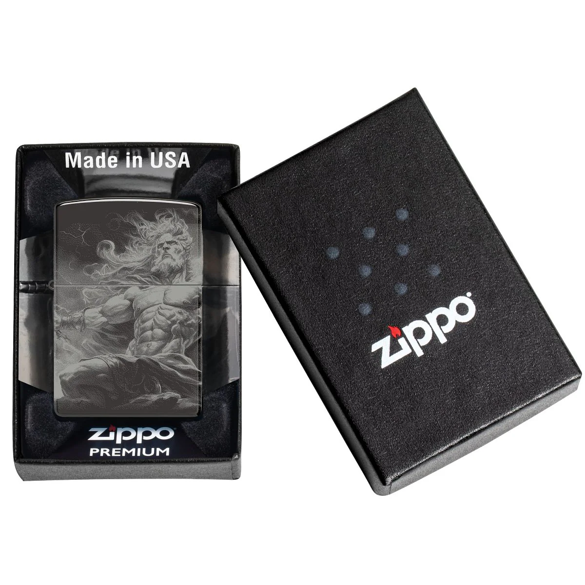 Zippo Lighter: Zeus Design - High Polish Black 46364 - Image 9