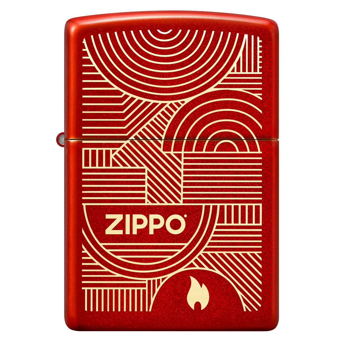 Zippo Lighter: Zippo Art Deco Logo, Engraved - Metallic Red 48705 - Image 2