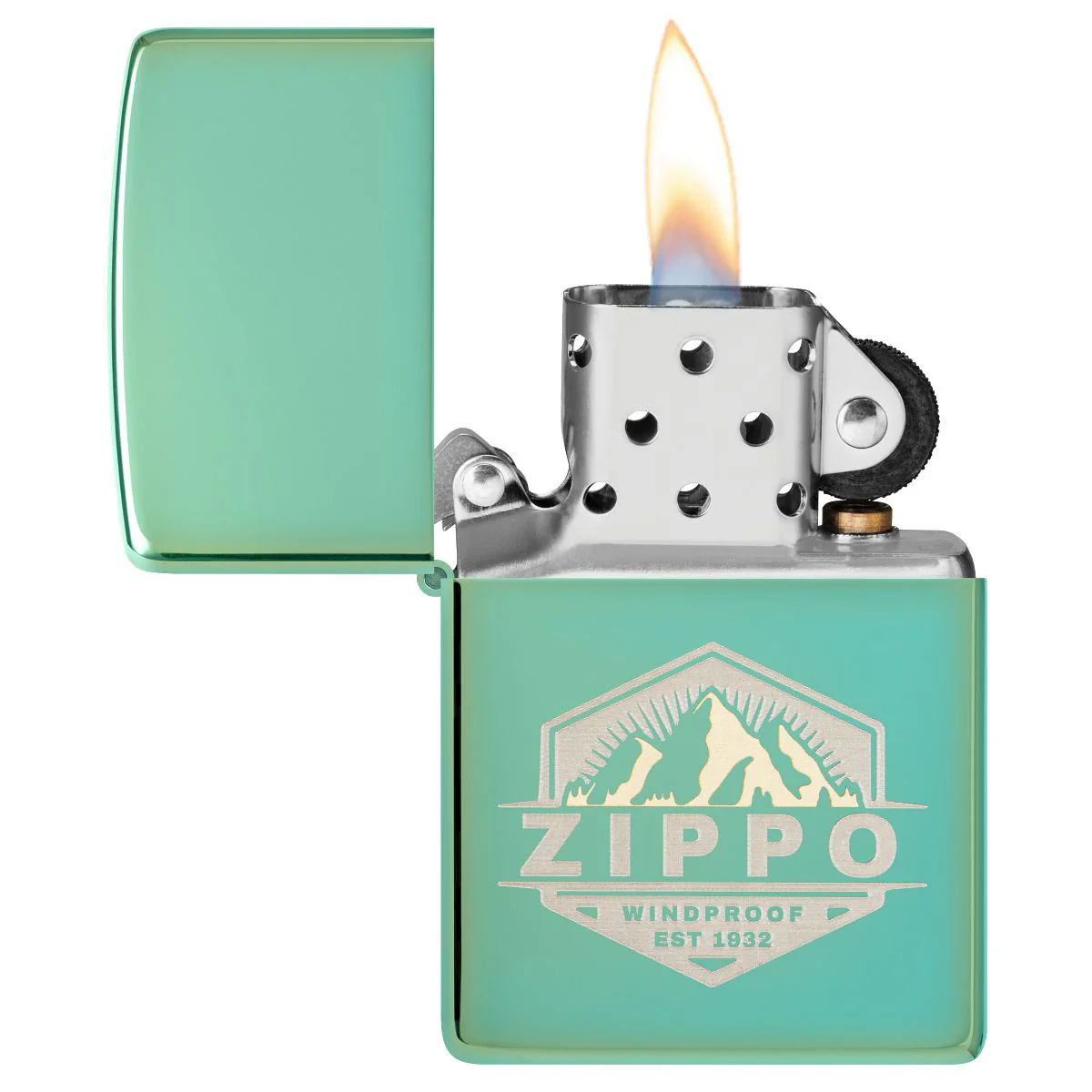 Zippo Lighter: Zippo Badge Design, Engraved - High Polish Green 46293 - Image 3
