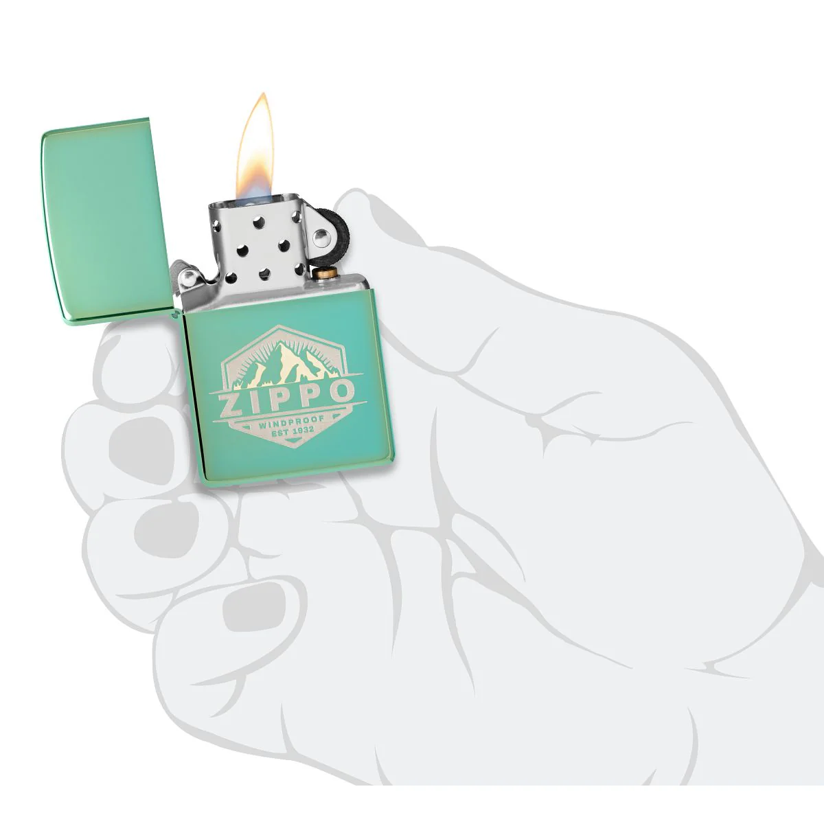 Zippo Lighter: Zippo Badge Design, Engraved - High Polish Green 46293 - Image 5