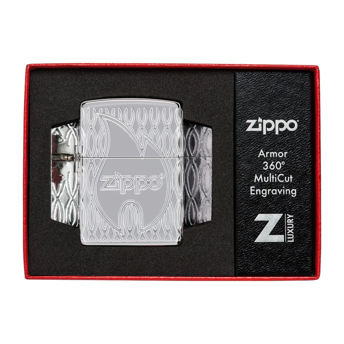 Zippo Lighter: Zippo Flame Design, Armor Multicut Engraved - High Polish Chrome 48838 - Image 10
