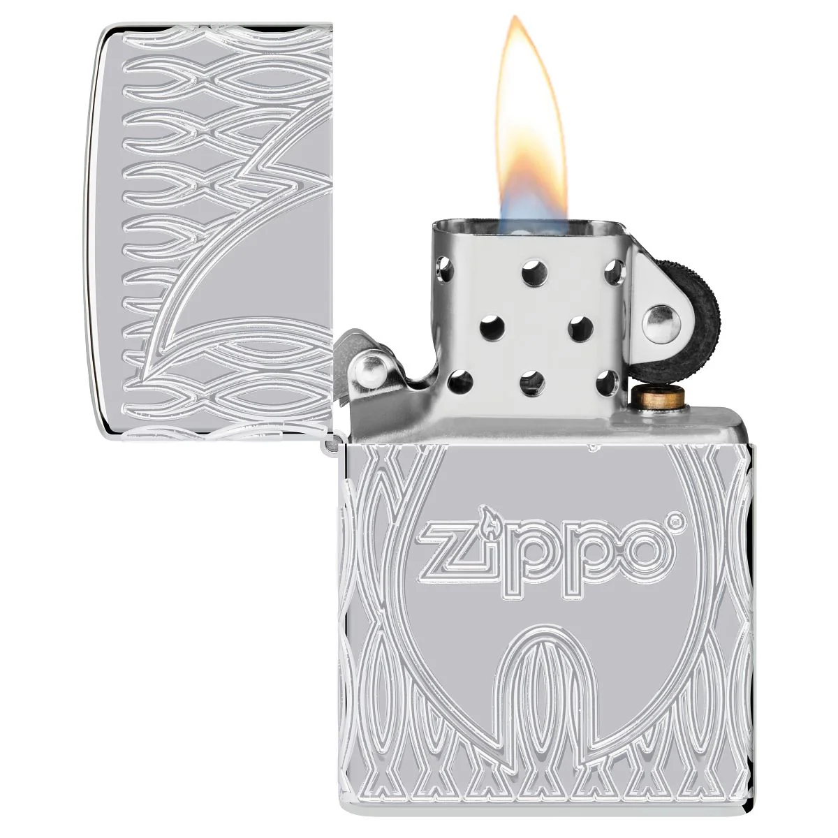 Zippo Lighter: Zippo Flame Design, Armor Multicut Engraved - High Polish Chrome 48838 - Image 7