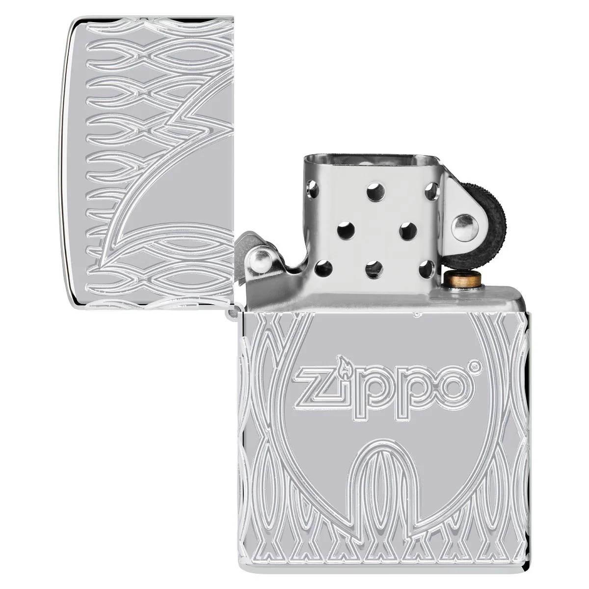 Zippo Lighter: Zippo Flame Design, Armor Multicut Engraved - High Polish Chrome 48838 - Image 8