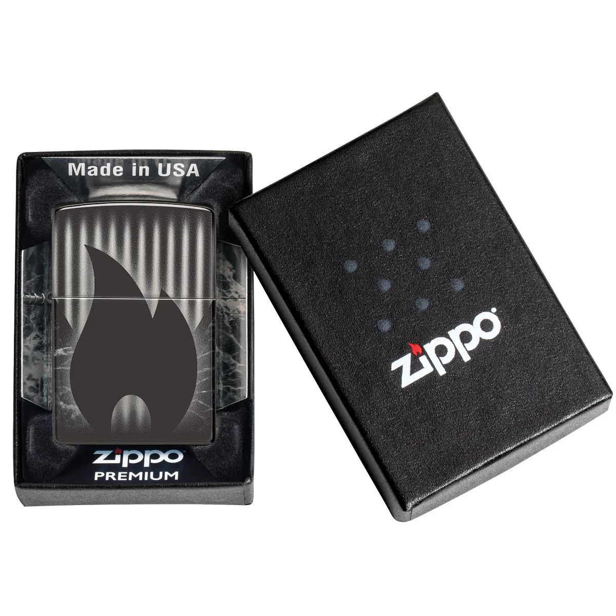 Zippo Lighter: Zippo Flame, Photo Image 360 - High Polish Black 48738 - Image 10