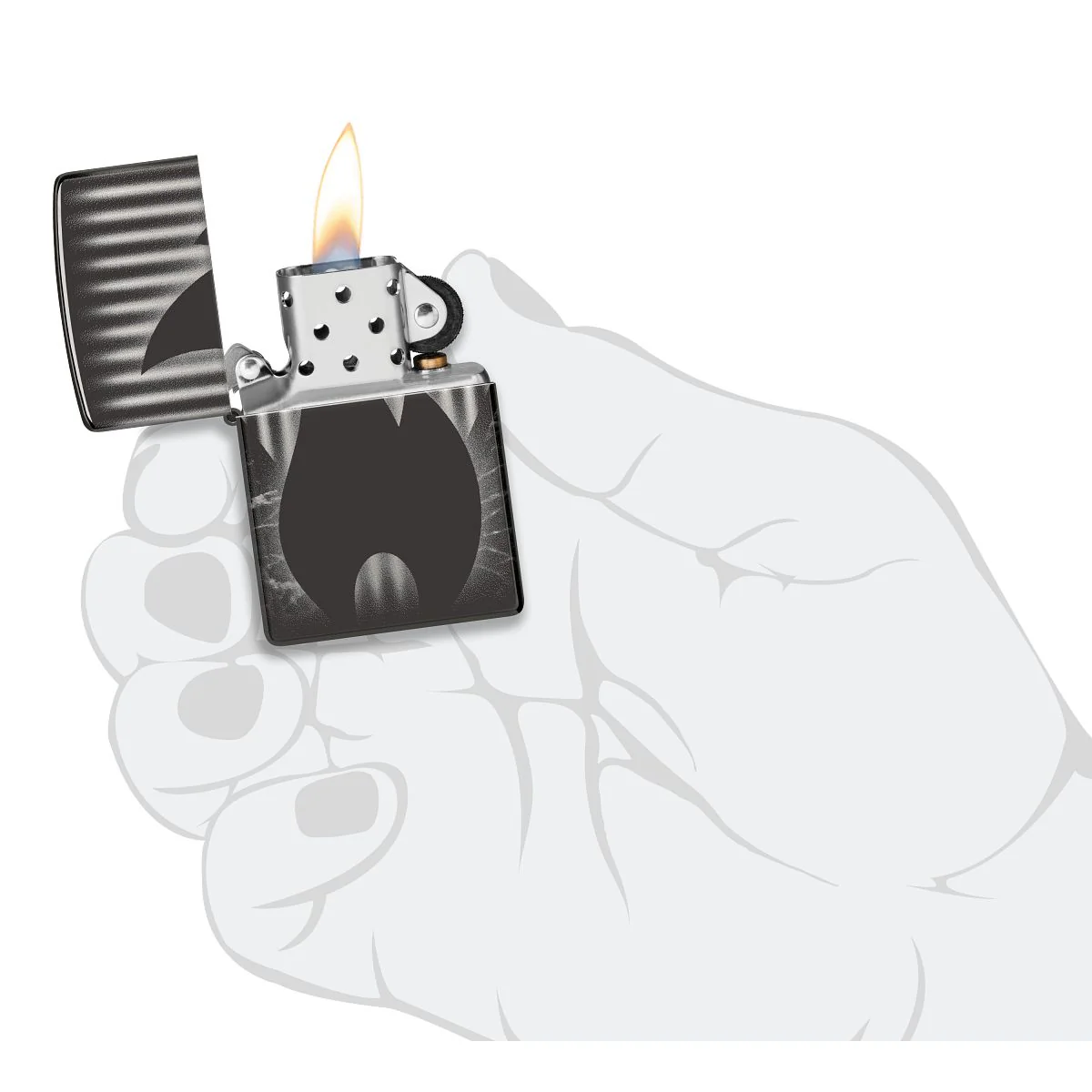 Zippo Lighter: Zippo Flame, Photo Image 360 - High Polish Black 48738 - Image 9