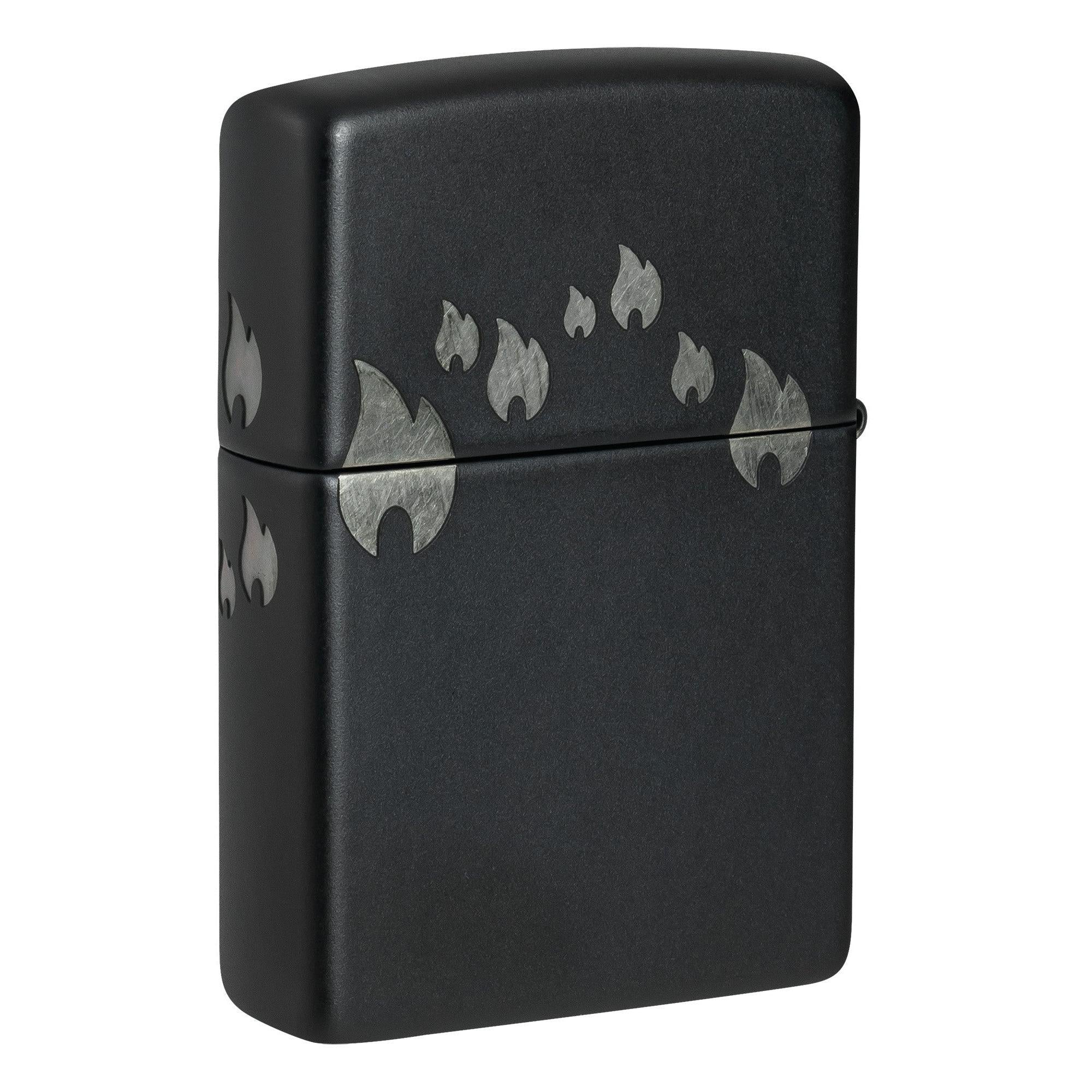 Zippo Lighter: Zippo Flames, Laser 360 - Black Matte 48980 - Image 2
