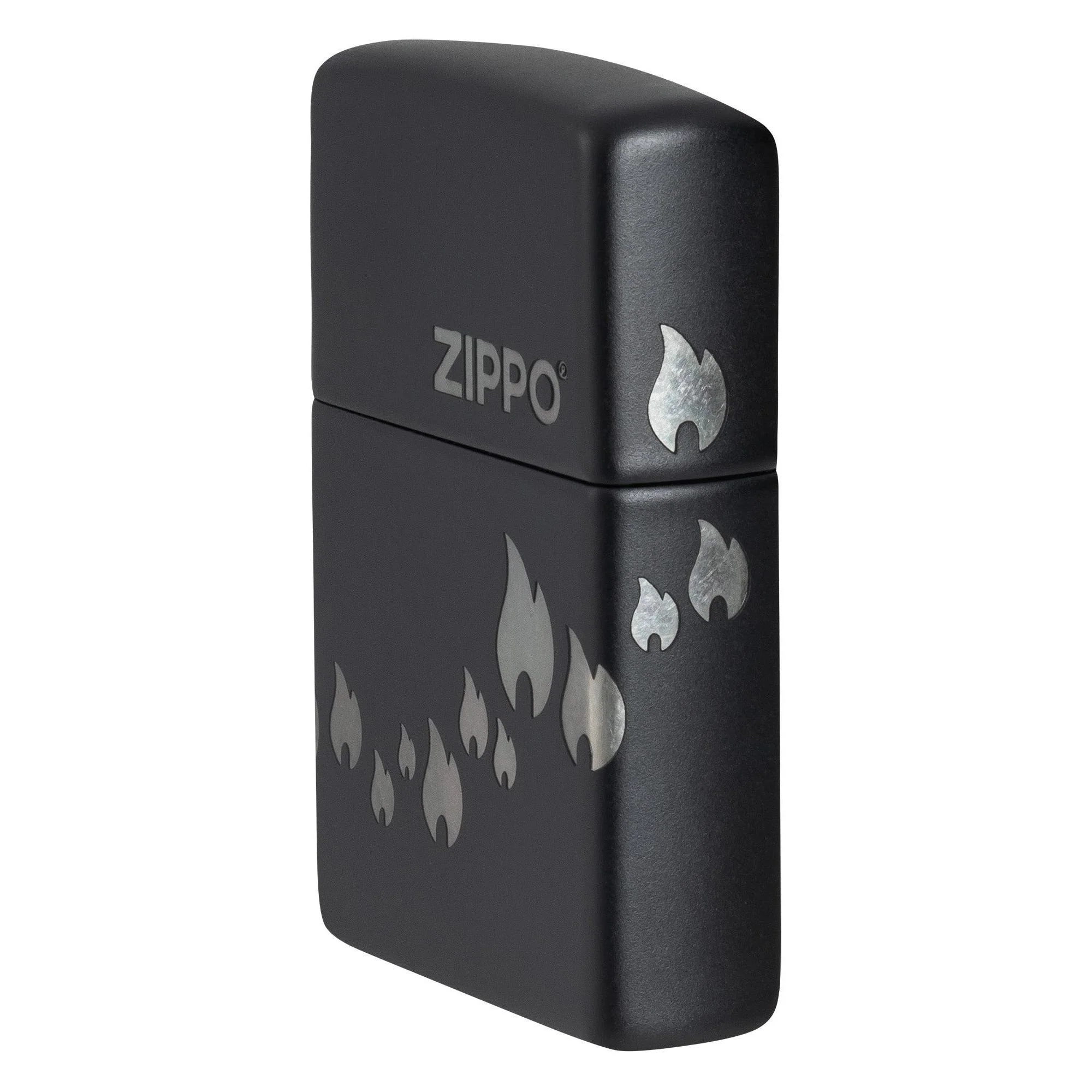 Zippo Lighter: Zippo Flames, Laser 360 - Black Matte 48980 - Image 3
