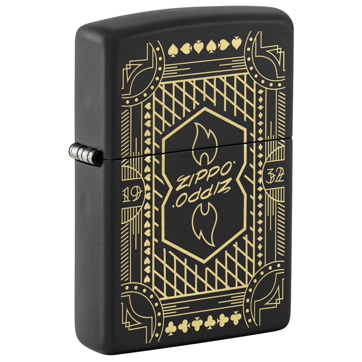 Zippo Lighter: Zippo Lines Design, Engraved - Black Matte 46483