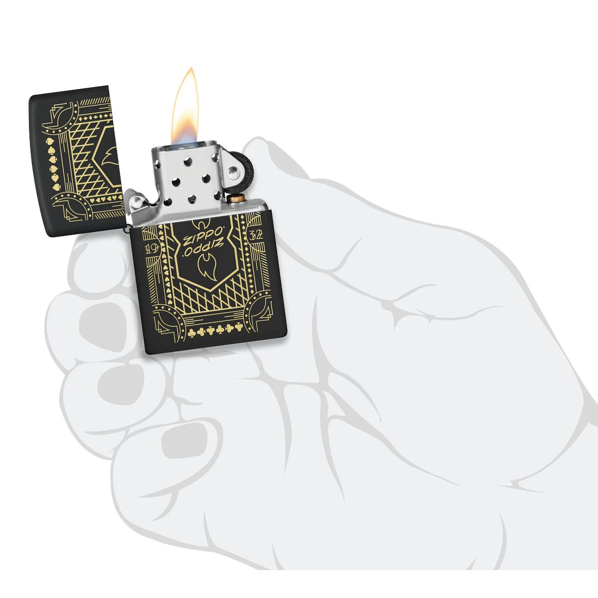 Zippo Lighter: Zippo Lines Design, Engraved - Black Matte 46483 - Image 5