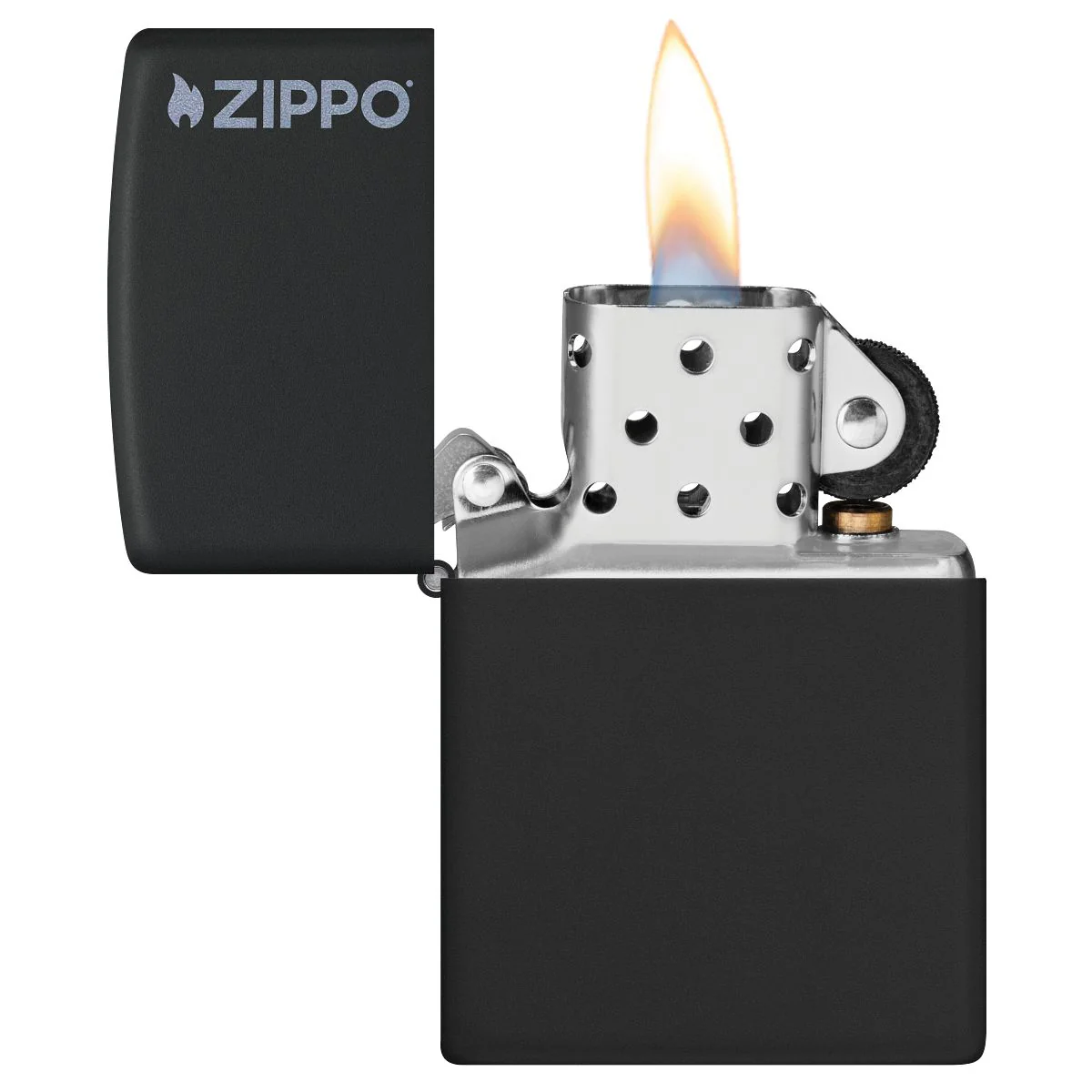 Zippo Lighter: Zippo Logo - Black Matte 218ZL - Image 3