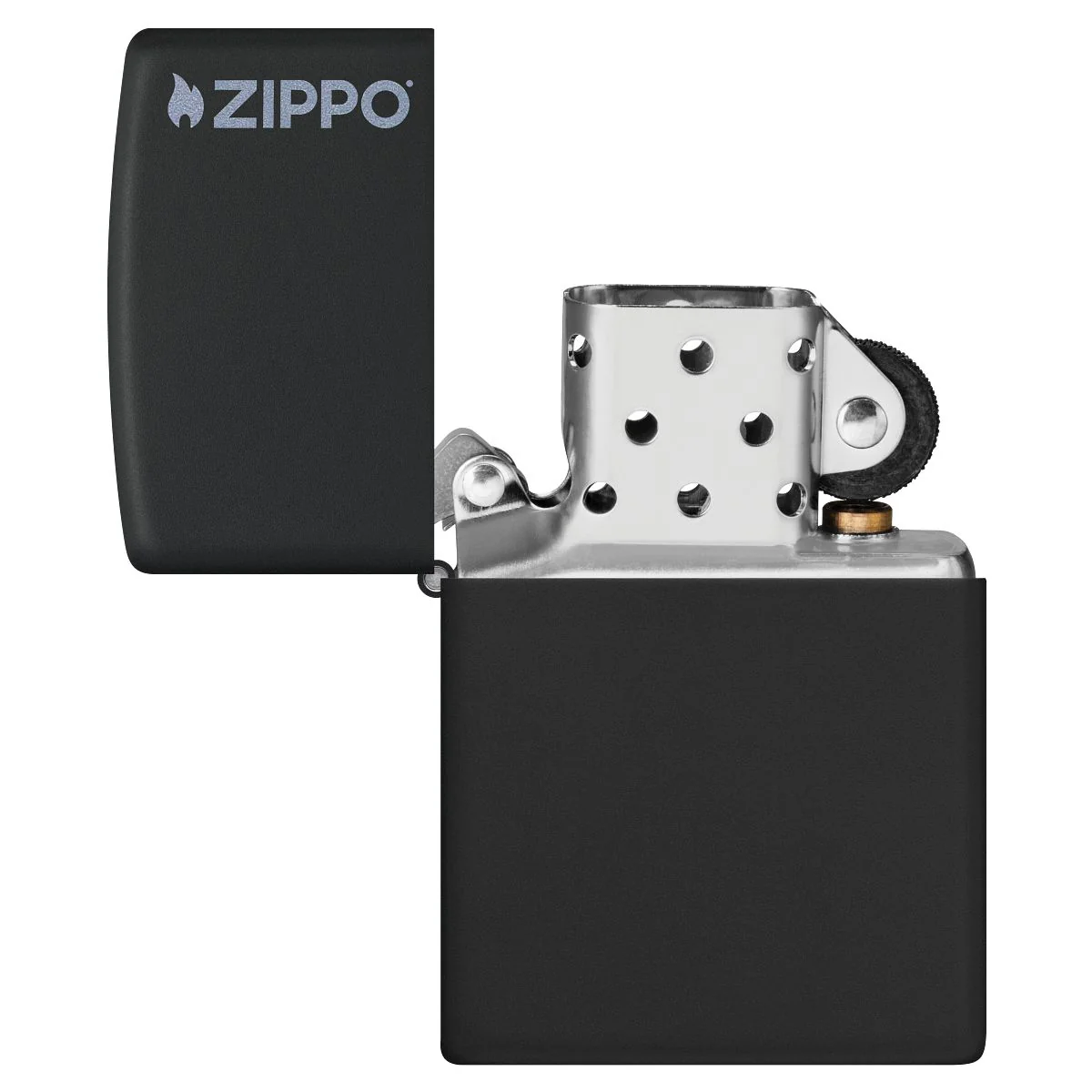 Zippo Lighter: Zippo Logo - Black Matte 218ZL - Image 4