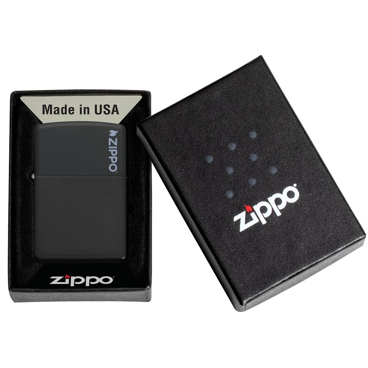 Zippo Lighter: Zippo Logo - Black Matte 218ZL - Image 6