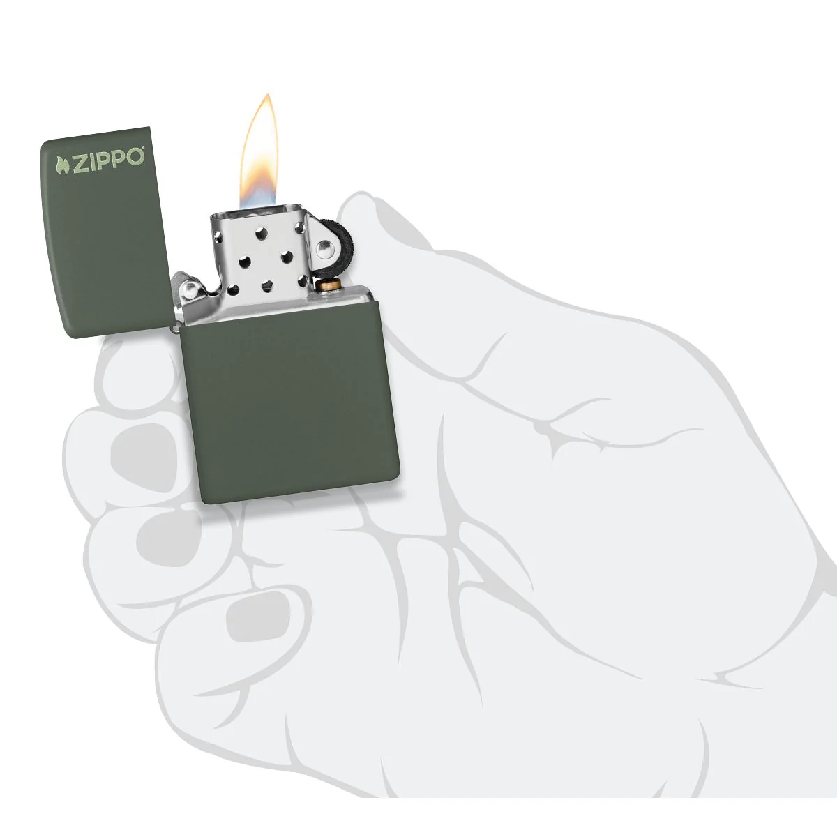 Zippo Lighter: Zippo Logo - Green Matte 221ZL - Image 5