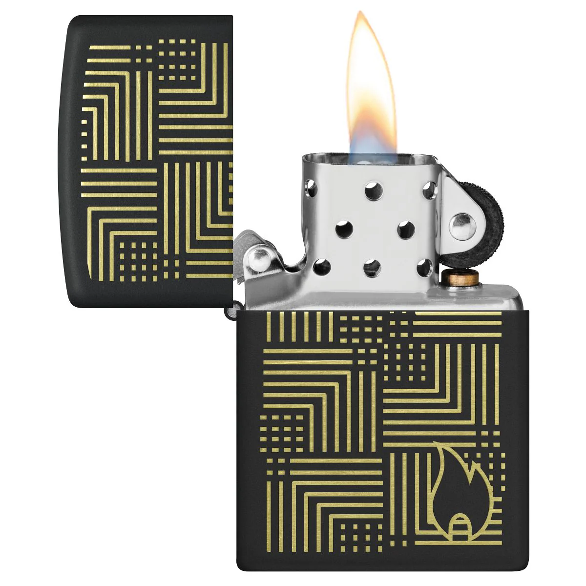 Zippo Lighter: Zippo Reflection Design, Engraved - Black Matte 46478 - Image 3