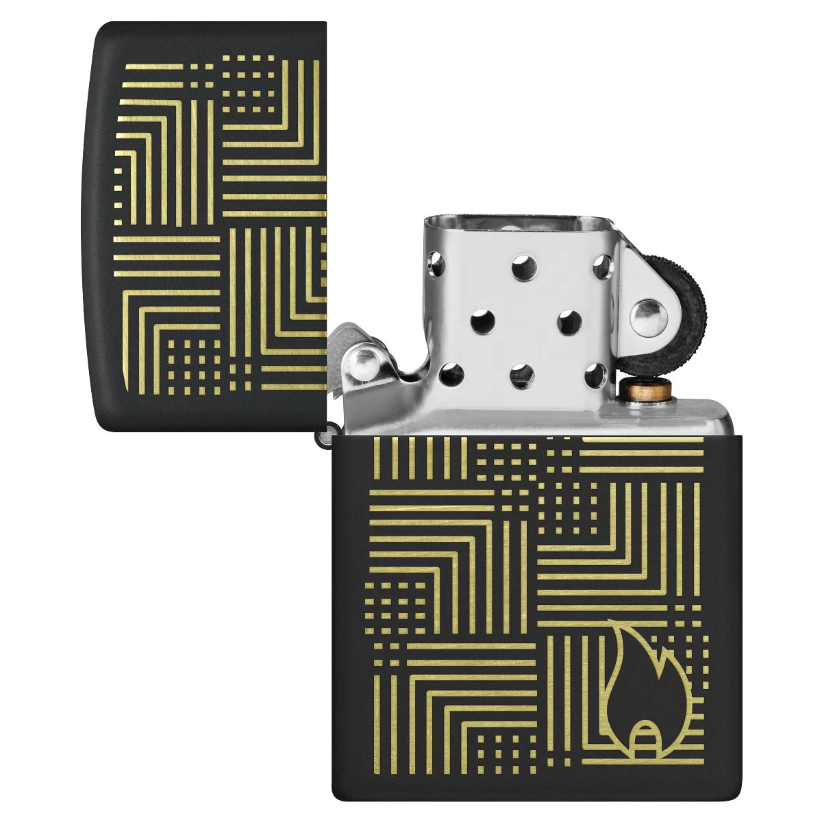 Zippo Lighter: Zippo Reflection Design, Engraved - Black Matte 46478 - Image 4