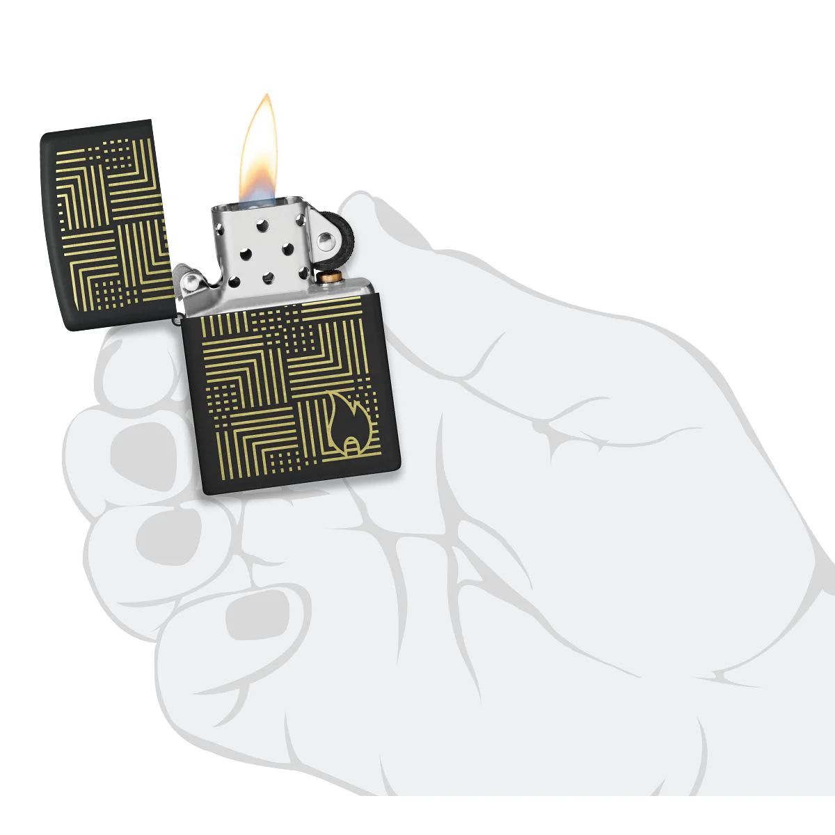 Zippo Lighter: Zippo Reflection Design, Engraved - Black Matte 46478 - Image 5