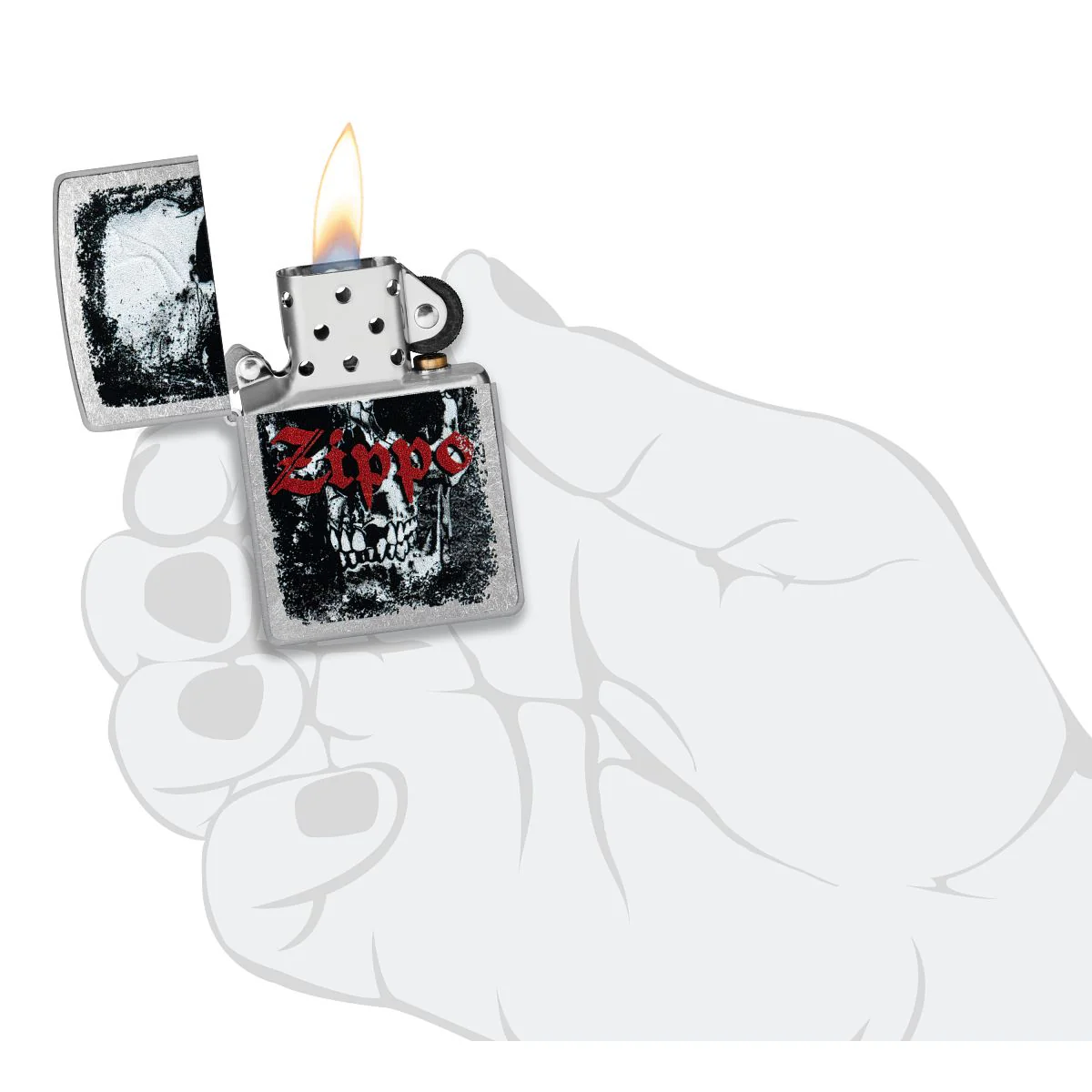 Zippo Lighter: Zippo Skull Design, Engraved - Street Chrome 47002 - Image 5