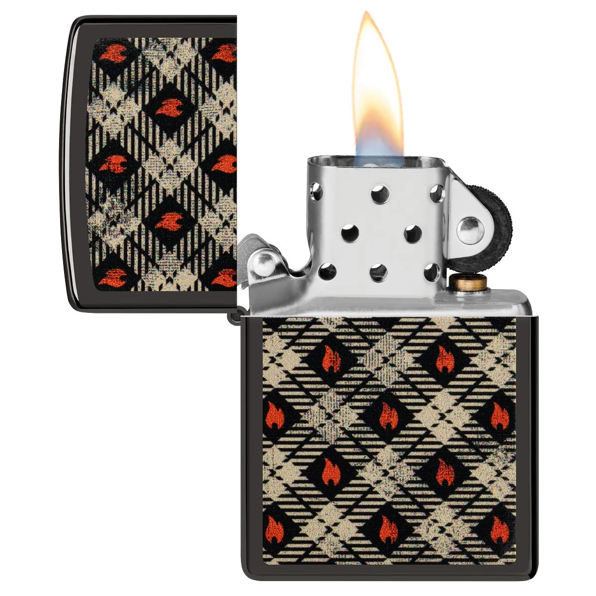Zippo Lighter: Zippo Tartan Design - High Polish Black 46944 - Image 3