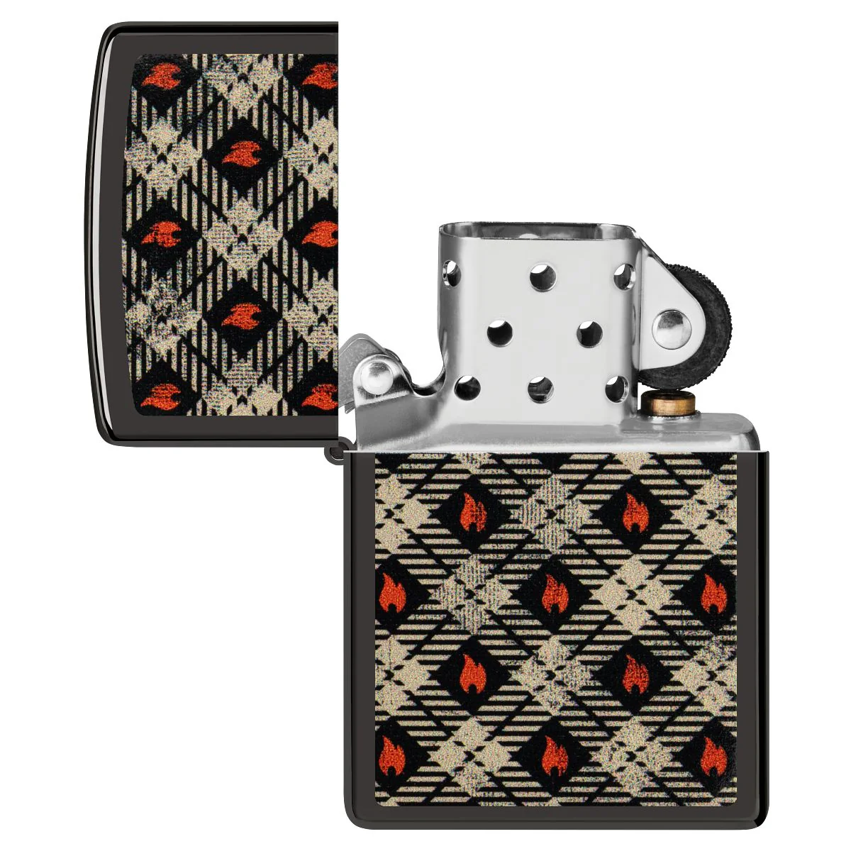 Zippo Lighter: Zippo Tartan Design - High Polish Black 46944 - Image 4