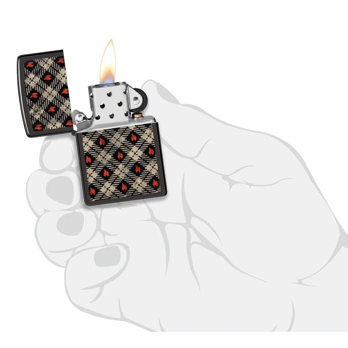 Zippo Lighter: Zippo Tartan Design - High Polish Black 46944 - Image 5