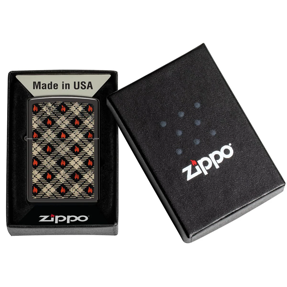 Zippo Lighter: Zippo Tartan Design - High Polish Black 46944 - Image 6