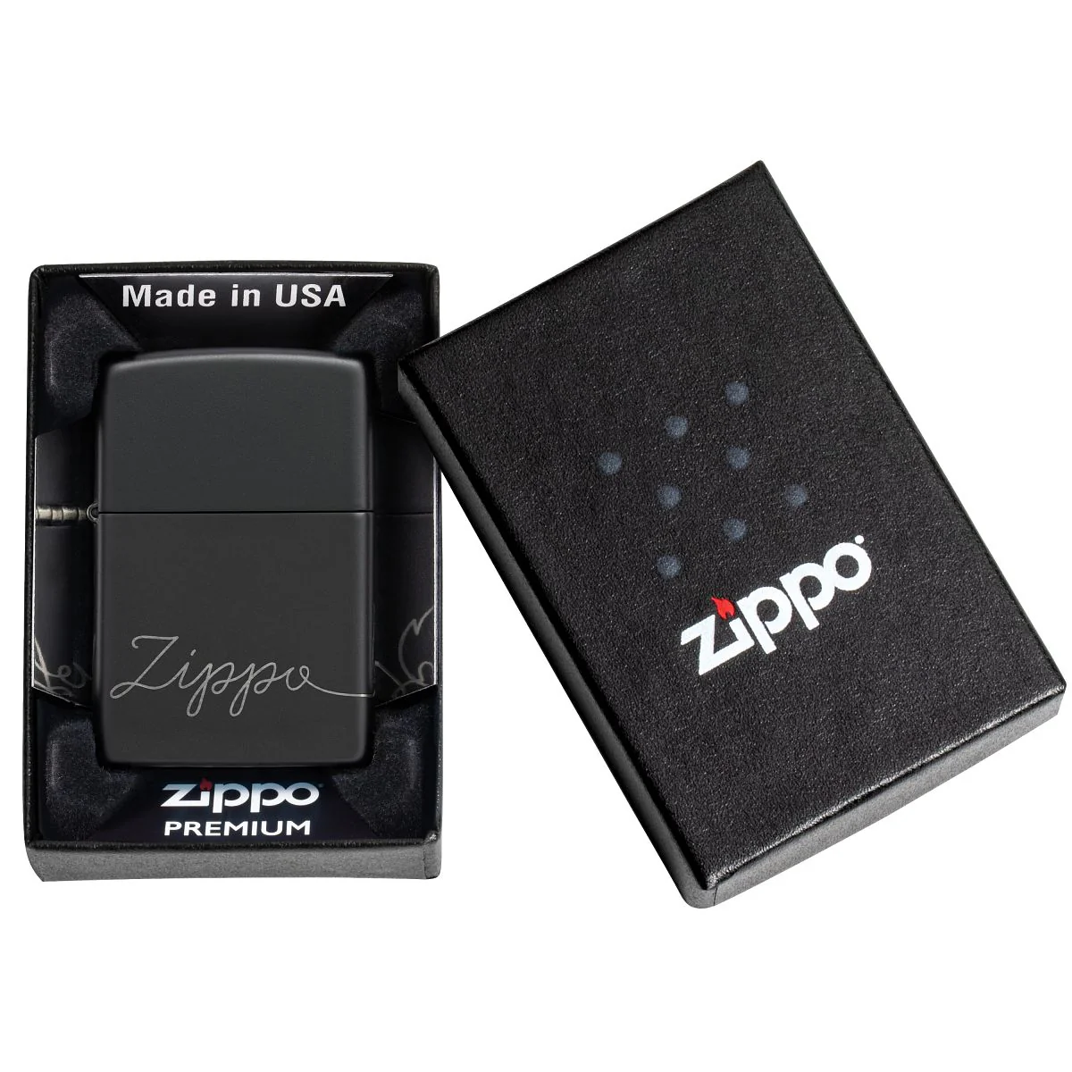 Zippo Lighter: Zippo Windproof Script, Laser 360 - Black Matte 48979 - Image 10