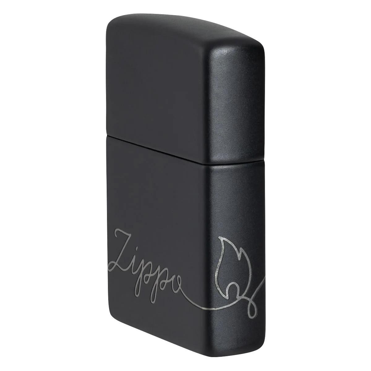 Zippo Lighter: Zippo Windproof Script, Laser 360 - Black Matte 48979 - Image 3
