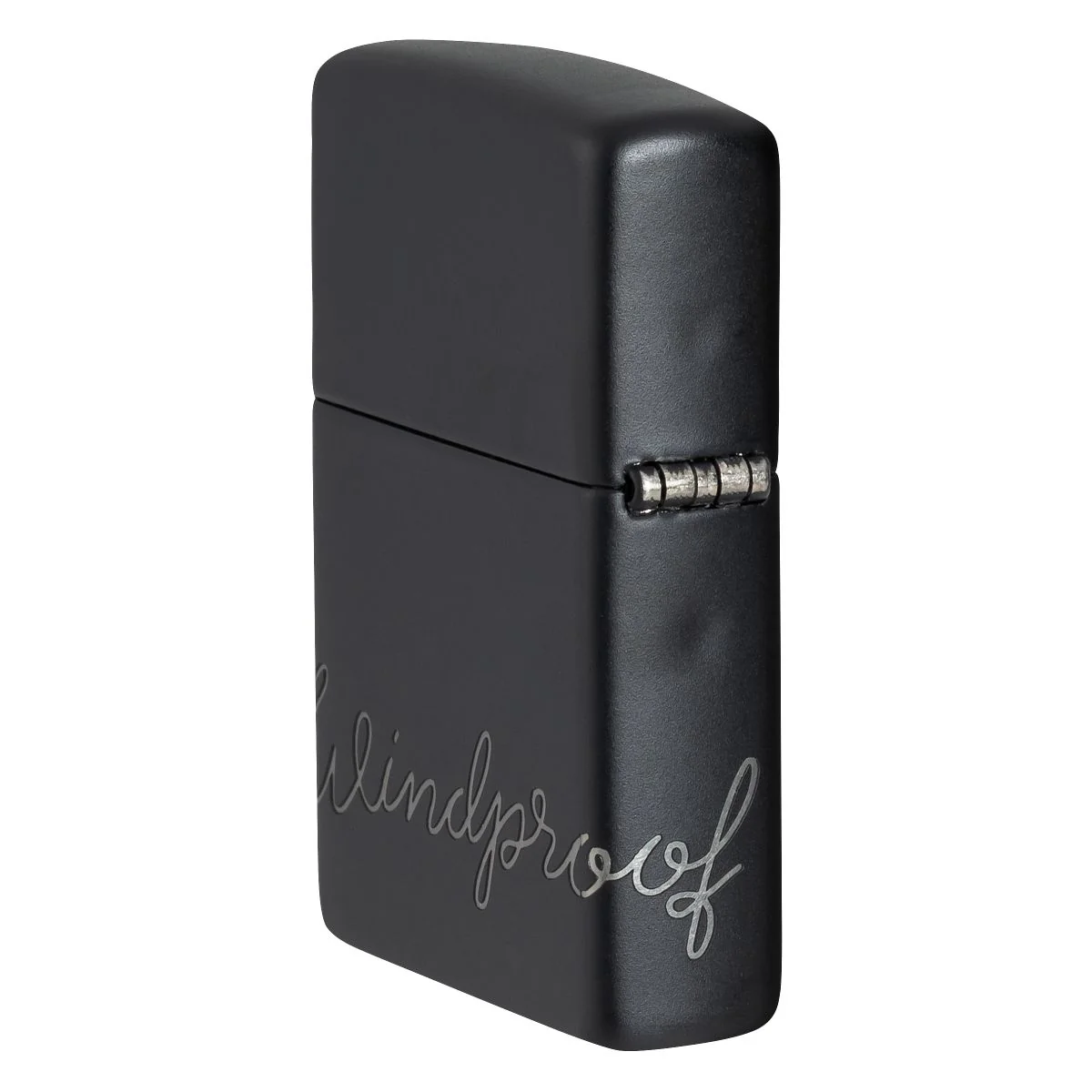 Zippo Lighter: Zippo Windproof Script, Laser 360 - Black Matte 48979 - Image 4