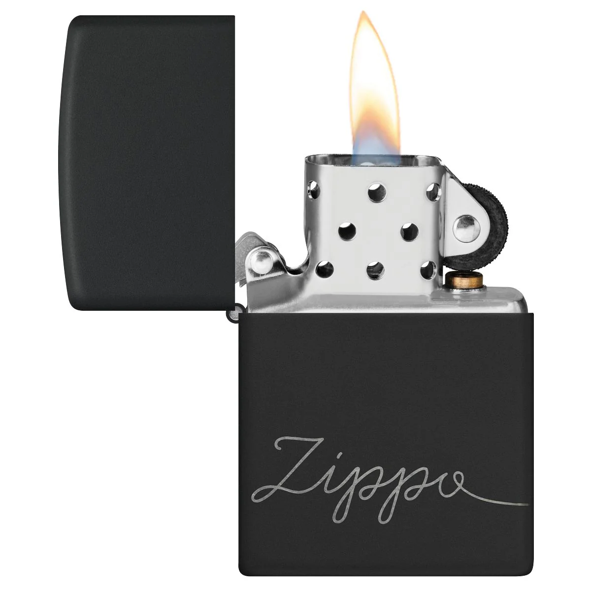 Zippo Lighter: Zippo Windproof Script, Laser 360 - Black Matte 48979 - Image 7