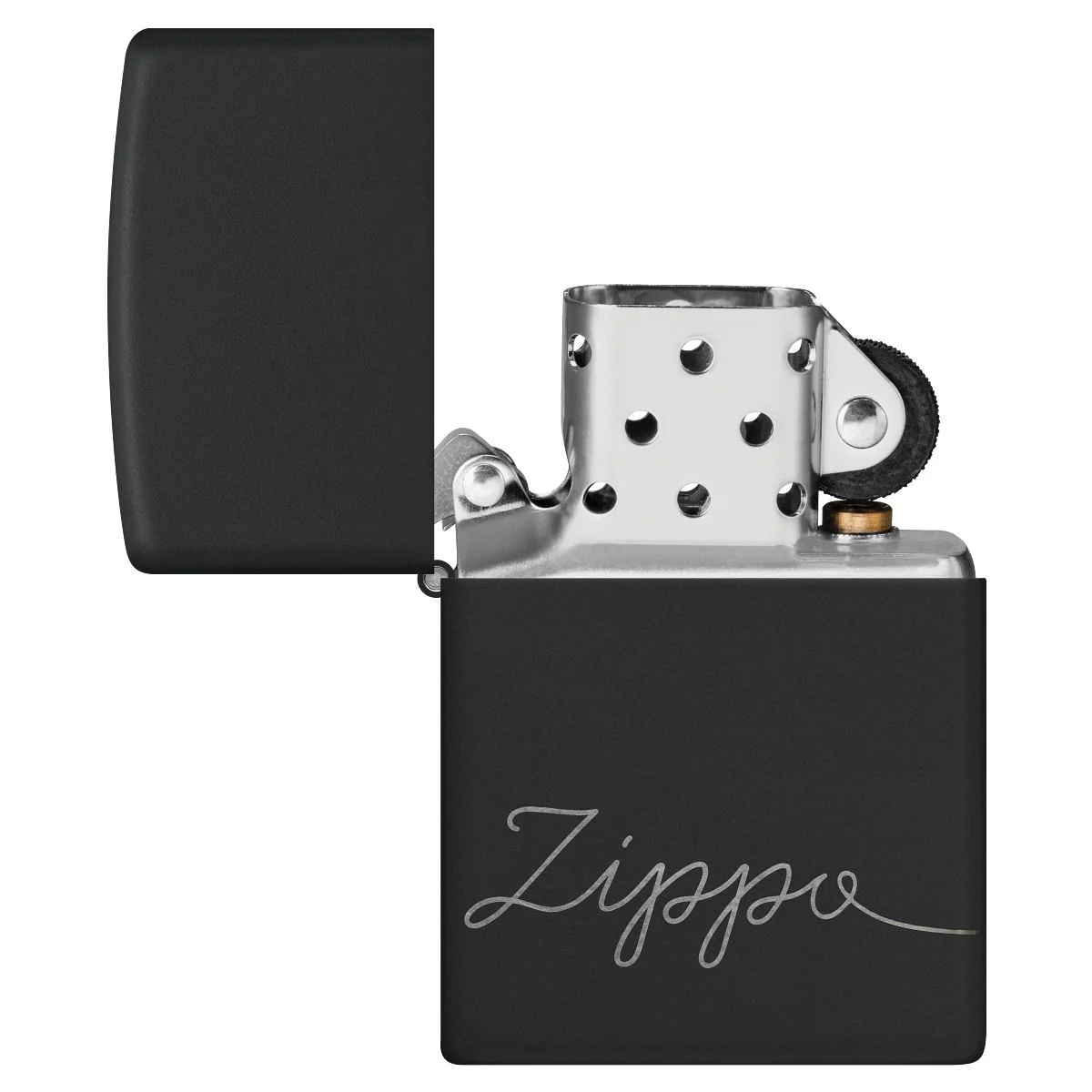 Zippo Lighter: Zippo Windproof Script, Laser 360 - Black Matte 48979 - Image 8