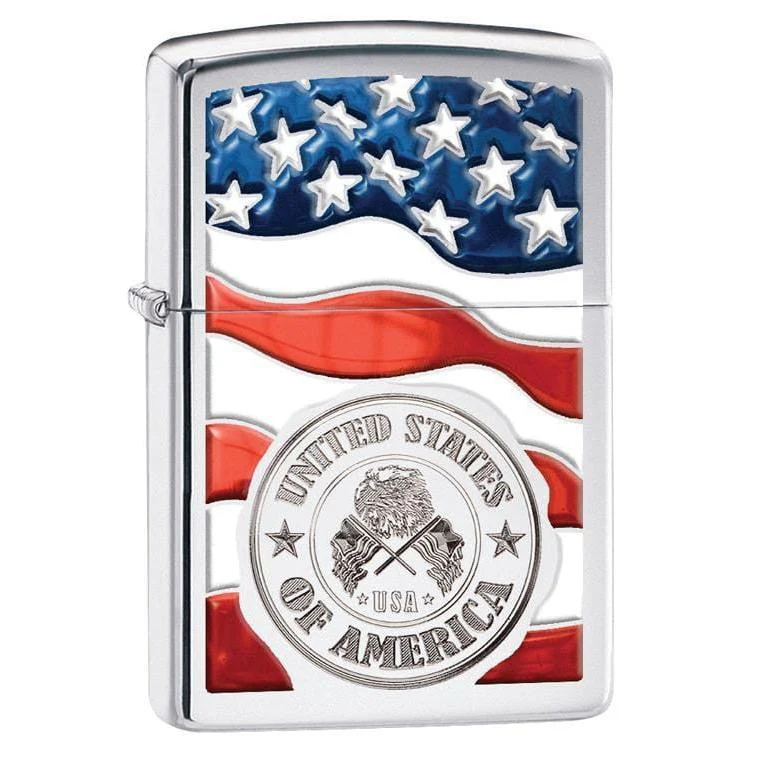 Zippo Pipe Lighter: United States of America - High Polish Chrome 29395PL